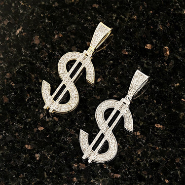 Diamond Dollar Sign Pendant in 10k Yellow Gold 0.40 Ctw